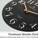 NIKKY HOME Farmhouse Black Wall Clock - 12 Inch Quartz Battery Operated Vintage Wooden Decorative Silent Analog Clock for Kitchen, Living Room, Bedroom, Office