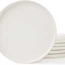 famiware Star Dinner Plates for 6, 10 inches Plate Set, Scratch Resistant, Stoneware Dinnerware, Kitchen Modern Rustic Serving Dishes, Matte White