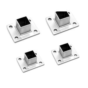 4Pcs Square Post Bases Stainless Steel Flange Anchor Bases Heavy Duty Post Brackets for Fence Deck Railing Support(1" x 1")，Posts and Accessories，Decking Posts