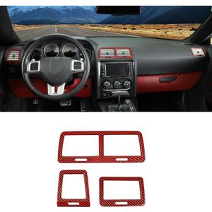 RAZPOY for Challenger Air Vent Cover, Center Console Dash AC Air Conditioning Outlet Vent Trim Compatible with Dodge Challenger Accessories 2009-2014, Red Carbon Fiber
