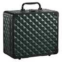 Makeup Box with Magnetic Lighted Up Mirror Makeup Organizer Box Travel Cosmetic Case Portable Vanity with 3 Colors LED MirrorMake up Suitcase with Lockable Keys Dividers Brush Holder Dark Green