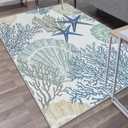 Tritard Coastal Area Rugs Nautical Beach Themed Non-Slip Machine Washable Rugs Modern Floor Carpet for Living Room Bedroom, 4x6, Blue