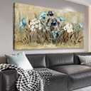 VEAEE Flowers Canvas Wall Art - Floral Canvas Pictures, Living Room Wall Decor, Wildflowers Botanical Canvas Prints Painting Abstract Artwork Bedroom Office Kitchen Home Decoration 24"x 48" (Brown Rustic Floral)