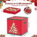 Christmas Ornament Storage Box with Adjustable Dividers Christmas Storage Containers Holds up to 64-3'' Ornament Zippered Ornament Organizer Storage Box Christmas Decoration Storage with Trays
