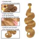 Body Wave Human Hair Bundles Honey Blonde 1 Bundle Light Blonde 22 Inch Human Hair Extension Single 100G Color 27 Unprocessed Brazilian Virgin Hair Double Weft