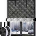 Window Insulation for Winter Draft Dlocker Adjustable Max Up To 59*79" Windows Insulation Kit Fit Most Indoor Room RV Curtains 3 Layers Heavy-Duty Cold Weather Curtain Window Cover Film Velcro Install