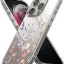 Benbabuwe Compatible for iPhone 16 Case Clear with Floral Design, Cute Girly Flower Cases for Women Girls Soft TPU Bumper Shockproof Protective Phone Cover Slim Fit Silicone Blooming Flower Pack of 4