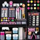 Acrylic Nail Kit for Beginners with Everything Professional, 12 Glitter Powder Nail Kit Acrylic Set, Nail Care Art Design Tip Brush Clipper File Supplie, DIY Tool
