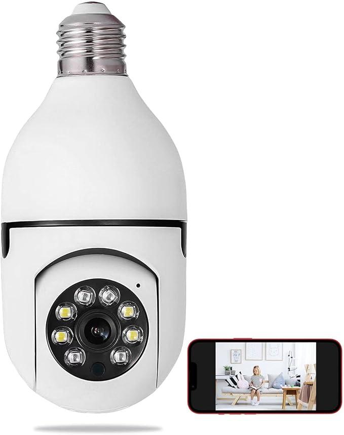 EagleEye Wireless WiFi Light Bulb Camera Security Camera,Dome Surveillance HD Night Vision Socket Camera, Outdoor 1080P 360 Degree Panoramic Connector Smart Home (1 Pcs)