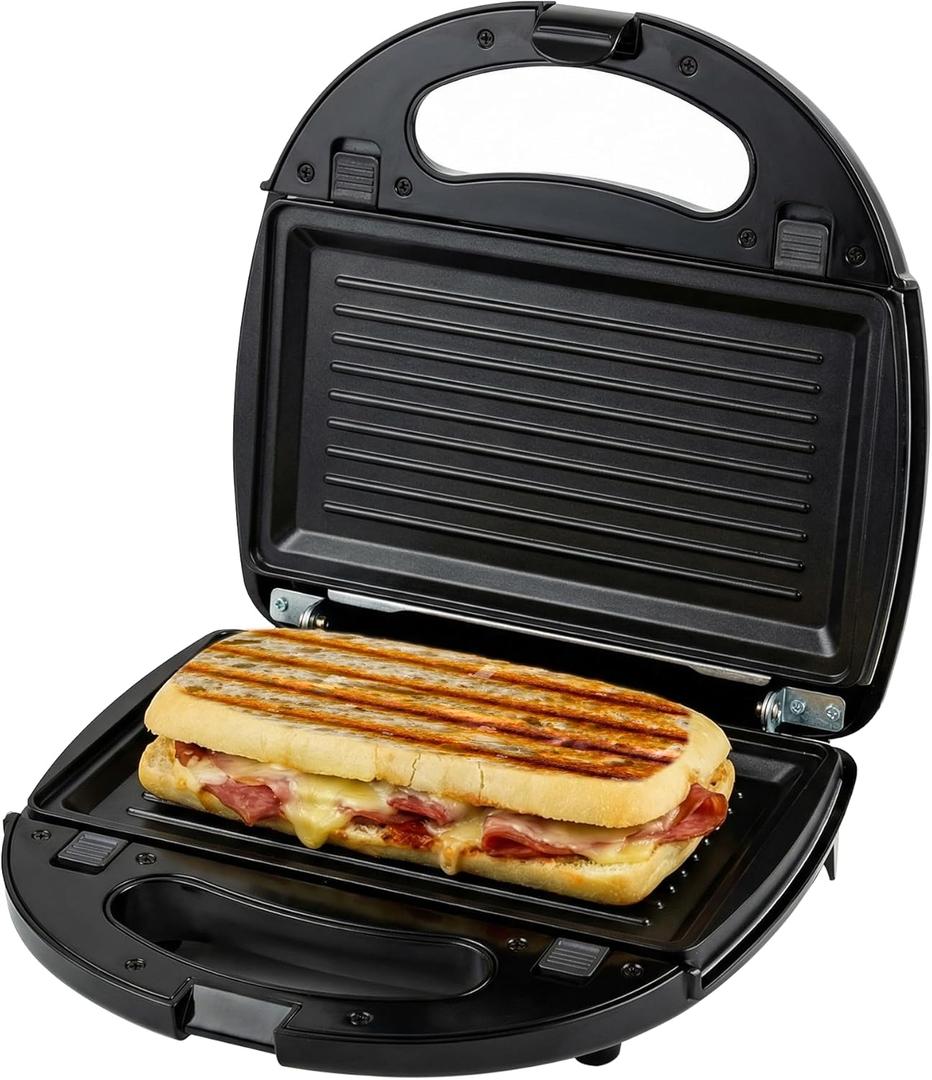 OVENTE 3 in 1 Electric Sandwich Maker, Panini Press Grill and Waffle Iron Set with Removable Non-Stick Plates, Perfect for Cooking Grilled Cheese, Tuna Melts, Burgers, Steaks and Snacks, Black GPI302B