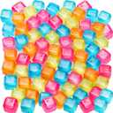60Pcs Reusable Ice Cubes - Colorful Plastic, Non-Diluting Square Cubes for Drinks and Cocktails - Washable, Quick Frozen, BPA Free, Purified Water Filled (Multicolor)