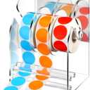 Geosar 3 Pcs Adjustable Label Dispenser 3 Disks Sticker Roll Holder Sticker Dispenser Clear Label Roll Holder Acrylic Tape Organizer Stand for Office Home Desktop