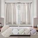 MEETBILY Linen Textured Semi Sheer Kitchen Tiers Curtains 30 Inches Long Small Kitchen Window Curtains Rod Pocket Cafe Curtains Drapes for Bathroom Laundry Room RV(2 Panels, Ivory,30" W x 30" L)