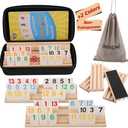 Doreimi Non-Transparent Rummy Cube Game Set 6 Players 2026-6 Colors 162 Tiles, 6 Anti-Slip Wooden Racks/Trays, Dual Storage Travel Board Game for Adults Kids, Gift for Grandparents Family Game Night