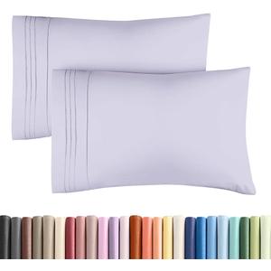 Standard Pillow Cases Set of 2 - Ultra-Soft Hotel Quality Pillowcase Covers - Comfy & Wrinkle Free - Stain and Fade Resistant - Machine Washable Pillow Protectors - 2 Piece Set - Light Lavender