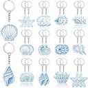 Sureio 24 Pcs Seashell Keychains Beach Party Favor Coastal Acrylic Keychains Ocean Party Bulk Gift for Nautical Wedding Baby Shower Bridal Shower Mermaid Summer Birthday Bachelorette Decor Supplies