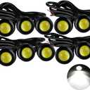 Eagle Eye LED Lights, DIY Ultra Thin 18mm Indicator Marker Light Daytime Running Lights DRL Tail Lights Fog Light Backup Light for Car Motor Motorcycle Truck Boat (BK Shell-White,10PCS)