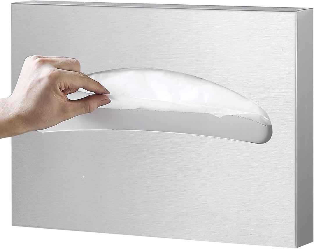 Toilet Seat Cover Dispenser Wall Mounted SUS 304 Stainless Steel Brushed (Silver)