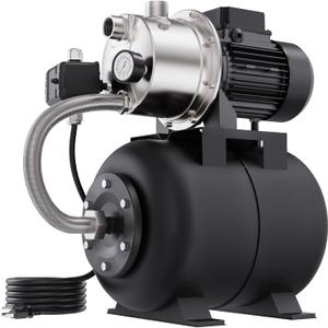 Aquastrong 1.6 HP Shallow Well Pump with Pressure Tank, NSF Certified, 1320 GPH, 115V, Stainless Steel Irrigation Pump, Automatic Water Booster Jet Pump for Home, Garden, Lawn