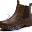 KELODON Waterproof Steel Toe Boots For Men-6 Inch Leather Slip On Safety Work Boots Mens Steel Toe Shoes Indestructible Non Slip Resistant Ankle Industrial Construction Boot (12, Waterproof-dr Brown)