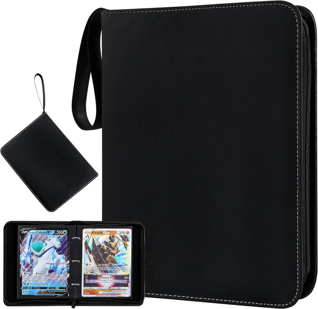 Jumbo Card Binder for Pokemon Jumbo Cards, iofeiwak Oversized 2 Pockets Card Binder with 3 Rings - Holds 80 Cards with 40 Removable Sleeves - Portable & Lightweight(Large 5.4"x7.55")