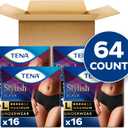 Tena Stylish Black Incontinence Underwear for Women, Disposable, Bladder Control and Postpartum, L, 64 Count
