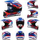TCMT Youth Dirt Bike Helmet DOT Certified - Kids Full Face Motocross ATV Helmet with Goggles, Gloves and Helmet Bag for Off-Road, BMX, MX, Street Riding