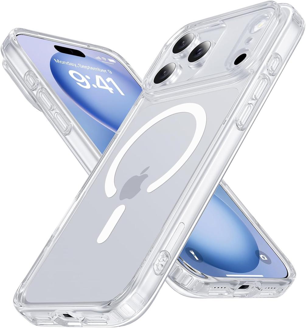 Magnetic for iPhone 17 Pro Case [Full Camera Protection][Military-Grade Protection][Compatible with MagSafe] Shockproof Protective Slim Phone Case for iPhone 17 Pro, Clear