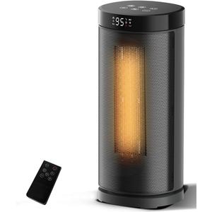 Sunnote Space Heater for Indoor Use, 1500W Electric & Portable Ceramic Heaters with 80Oscillating, Thermostat, 3 Modes, 24Hrs Timer, Room Heater with Remote, Fast Heating Safe for Bedroom Room Use (Black)