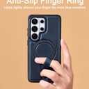 Butaiga for Samsung Galaxy S25 Ultra Case Leather with Stand, Anti-Slip Grip Ring, Fits for MagSafe (Navy, S25 Ultra)