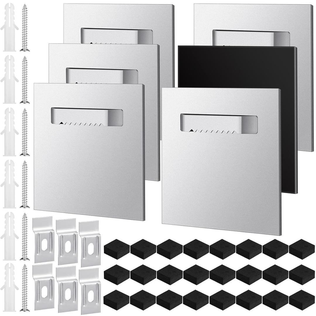 Tandefio 6 Pack Self Adhesive Hanger 3.15 x 3.15 Hangers Adhesive Picture Hanging Plate Kit for Mirrors and Hanging Art/ Photos on Acrylic, Glass, Aluminum or Other Flat Panels