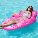 SLOOSH Premium Inflatable Pool Floats Lounger Adult, Fabric Pool Floaties Lounge with Cup Holders Backrest Recliner for Pool Party