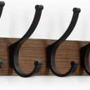 Coat Rack Wall Mount, 16.5 Inches Wood Coat Hooks Wall Mount, Wall Coat Rack with 5 Hooks, Hat Rack Wall Hooks for Hanging Coat, Bag, Towel (1Pack, Brown)