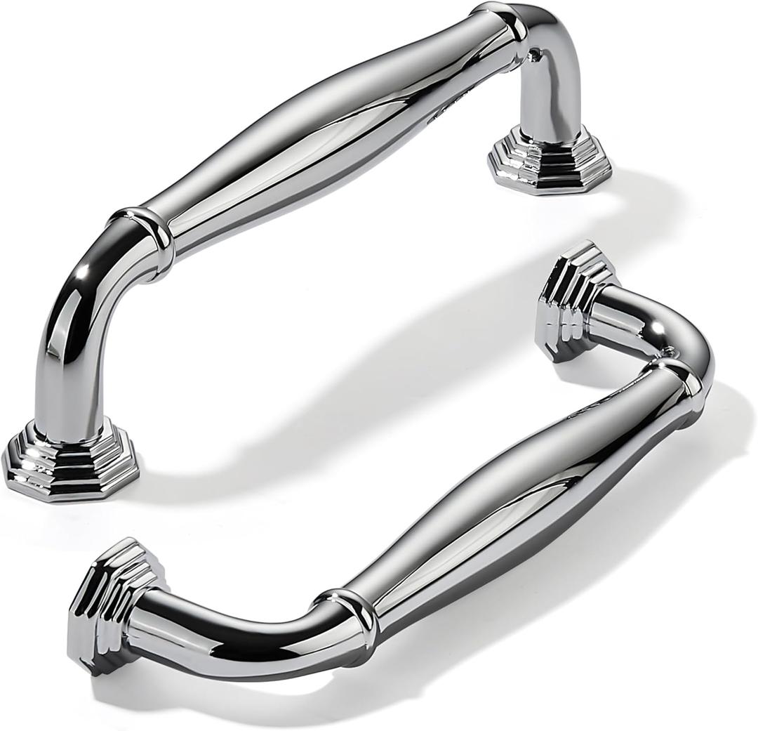 khtumeware 2 Pack 4 Inch(102mm) Polished Chrome Cabinet Pulls Heavy Duty Solid Cabinet Handles Heavy Duty Solid Cabinet Hardware for Cupboard Drawer Pulls Dresser Handle