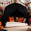 Sumbababy Large Teepee Tent for Kids: with Star Lights - Tent Indoor Kids Teepee Tent for Boys & Girls - Kids Play Tent Inside Canopy Bed for Playroom Gift Toys (All-Black)