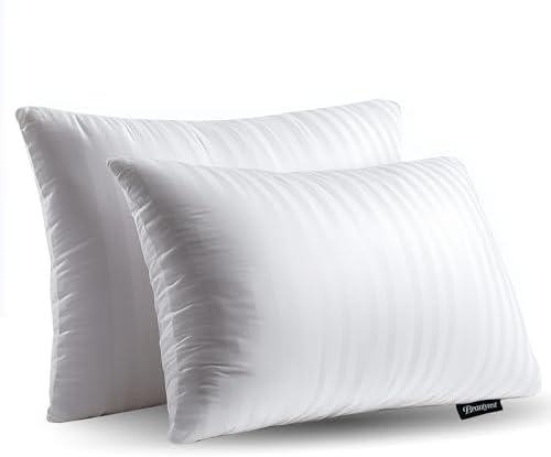 Beautyrest Luxury Goose Feathers Soft, 500 Thread Count Cover 20”x28”, Queen (Pack of 2), Supportive Fluffy Hotel Collection Side and Back Sleepers Bed Pillow, White 2