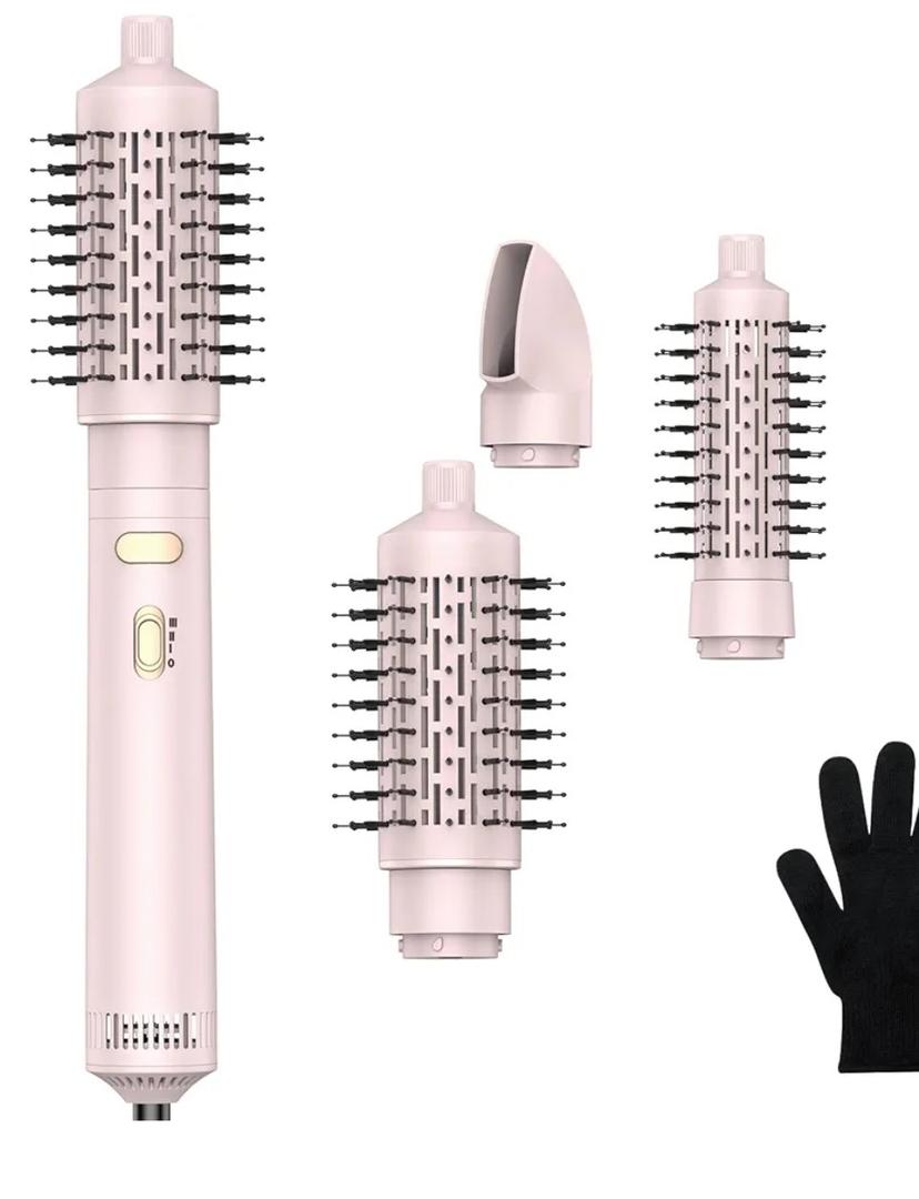 Rotating Blow Dryer Brush,3 in 1 Rotating Hair Dryer Brush Spinning with Detachable Brush(2" & 1.5"),3 Heats and 2 Speeds Spin Hot Air Brush for Curl,Straight