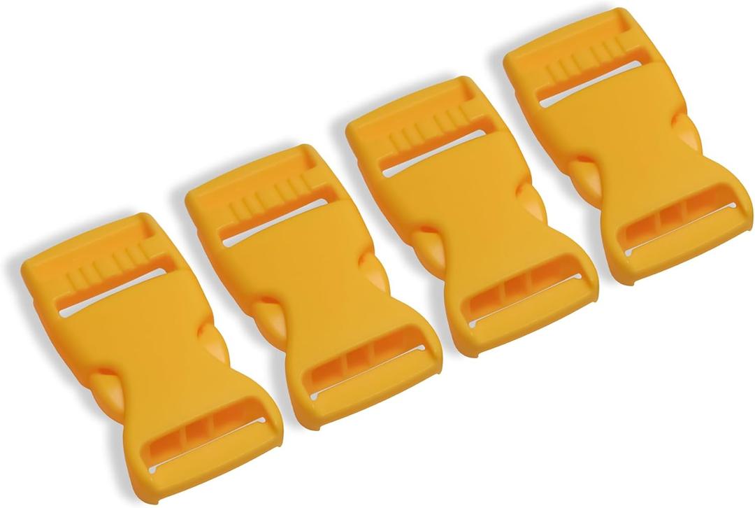 4 Pcs Yellow Buckles for Straps 1 inch Plastic Belt Buckle 25mm Dual Adjustable No Sewing Quick Side Release Plastic Buckle Clips for Backpack Outdoor Paracord Bracelets Pet Collar Craft Accessory
