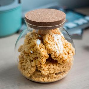 DNIENKGE 17oz Spherical Glass Jar with Cork Lid Airtight - Kitchen Glass Jar for Preserving and Storing candy, tea, Coffee, Spice, flour, Beans etc 3 Pcs