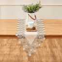Natural Neutral Earth Tones Beige Floral Lace Table Runner Dresser Scarf 60 inches Long for Home Decor (16 x60, Floral Natural)