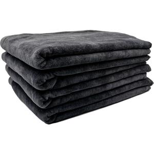 BY LORA Terry Cotton Bath Towels, Charcoal, Set of 4