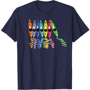 Colorful Kayaks Outdoor Adventure Kayaking Boating T-Shirt (Blue, L)