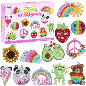 Happy makers Big Gem Diamond Art Painting Arts Crafts Keychains Suncatchers Kits for Gifts, Mosaic Painting Kit by Numbers for Teens Toddler DIY Create Your Own Motivational Frog