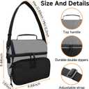Insulated Lunch Box Dual Compartment Lunch Bag Leakproof Cooler for Men Women with Adjustable Strap,for Work, Picnic, Beach, Camping, TravelBlack Grey-12L