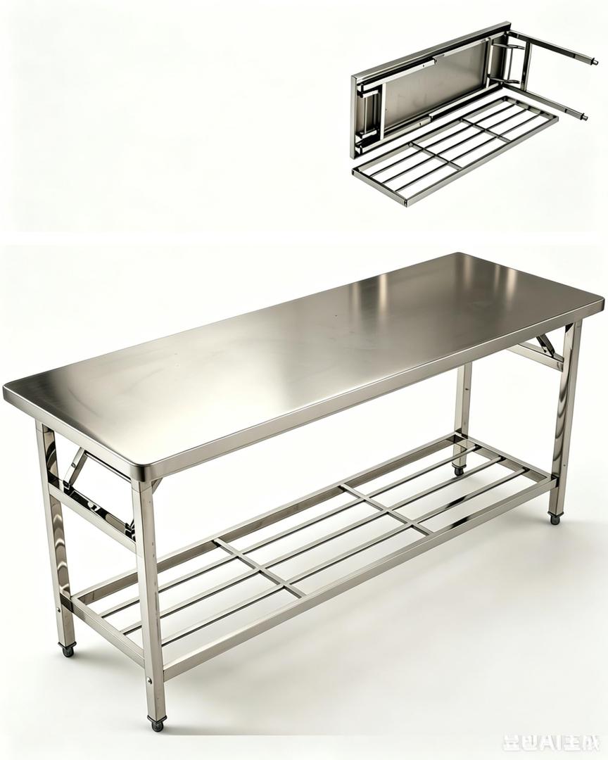 Garvee 48x30 Inch NSF Certified Stainless Steel Folding Prep Table with Undershelf, Heavy Duty Adjustable Leg Portable Work Station for Restaurant Catering Food Truck, Use