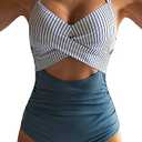 Eomenie Women's One Piece Swimsuits Tummy Control Cutout High Waisted Bathing Suit Wrap Tie Back 1 Piece, M