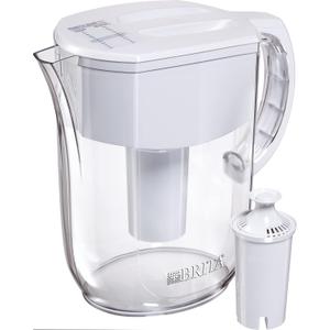 Brita Large Water Filter Pitcher for Tap and Drinking Water, Includes 1 Standard Filter, BPA-Free, Lasts Two Months, 10-Cup Capacity, Bright White