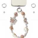Phone Wrist Strap for Men Handmade Phone Charms Strap with Natural Stones for Handfree Convenience (1 Champagne- Butterfly & Moon)