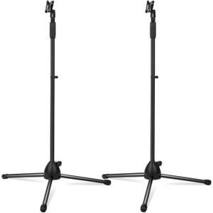 Xuhal 2 Pack Adjustable Height Microphone Tripod Stand Microphone Stand Adjustable Karaoke Mic Holder Speech Universal Floor Standing for Singing Live Stream Stage, Total Height 60"