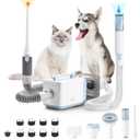iPettie D23 Pro Pet Grooming Kit for Dogs: Vacuum Dog Brush and Dog Trimmer Vacuum 95F-140F Adjustable Temperature, Adjustable Wind Speed, 23000 PA Suction for All Pet Grooming Needs